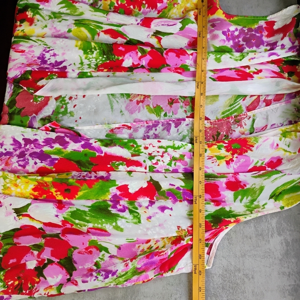 Tianello Floral‎ Cover Up Top Womens XL Washable Silk Sleeveless Cardigan Flowy - Picture 8 of 9